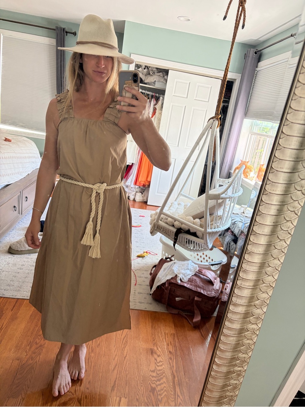 Brochu Walker Midi Dress with Rope Tie and Pockets